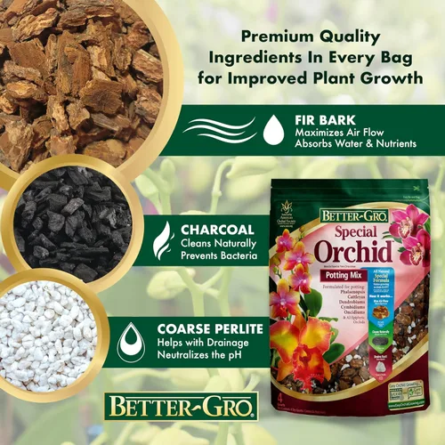 Miniatura 5 de Better-Gro Mezcla especial de orquídeas – Mezcla para macetas de corteza de orquídeas de primera calidad para macetas, trasplantes, drenaje