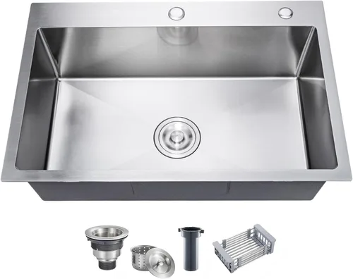 Miniatura 9 de 23.6 x 17.7 Pulgadas Fregadero de Cocina de Caída, Fregaderos de Cocina de Acero Inoxidable con Nano-Revestimiento, Fregadero de Un Solo Tazón de 8
