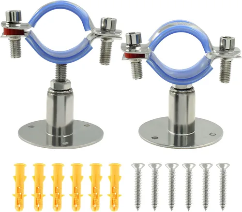 Miniatura 6 de 2 soportes de tubo de montaje en pared de acero inoxidable 304, adecuados para tubos OD de 1/2 pulgadas (0.748-0.866 in), altura ajustable