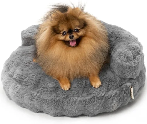 Miniatura 25 de EHEYCIGA Sofá cama suave para gatos de interior, cama extra pequeña esponjosa para perros con funda extraíble lavable, sofá para mascotas, Camello