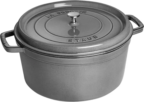 Staub olla de hierro cocotte redonda de 6-1/4 cuartos de galón, gris grafito Gris (Graphite Grey)
