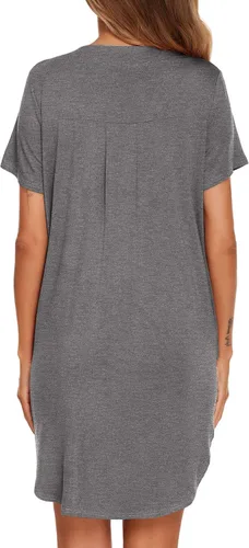Miniatura 5 de Ekouaer - Camisón abotonado con cuello en V para mujer