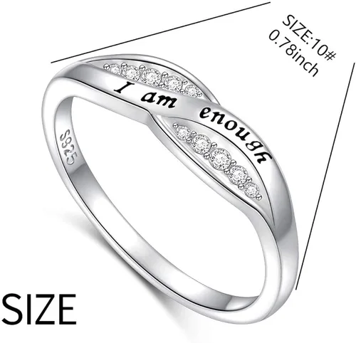 Miniatura 2 de Anillo de plata de ley 925 con circonita cúbica, regalo de cumpleaños para mujeres, adolescentes, niñas, tamaño 5 - 10, Metal, circonita