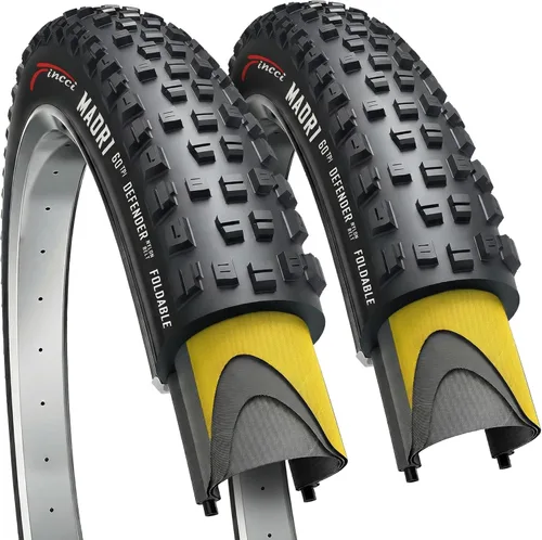 Fincci Maori - Neumático de bicicleta plegable de 29 x 2.25 pulgadas 57-622 60 TPI con protección de nailon para bicicleta híbrida de montaña enduro