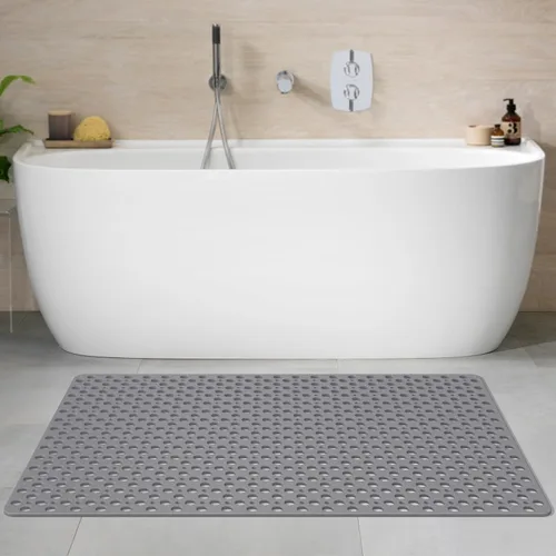 Miniatura 7 de Yolife Tapete de ducha grande, 47 x 32 pulgadas, tapete de ducha antideslizante para ducha interior con orificio de drenaje, tapete de ducha de TPE