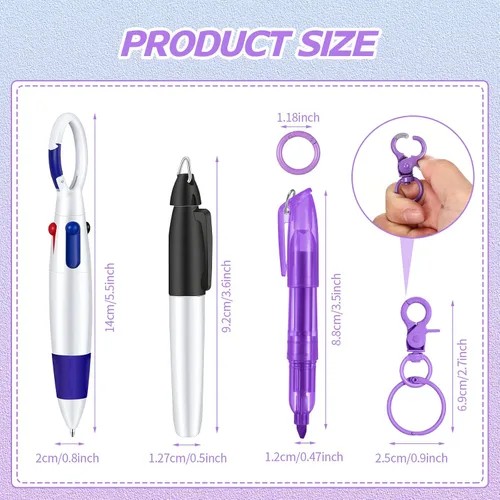 Miniatura 2 de Sabary Juego de mini rotuladores para enfermera, bolígrafos para enfermera, incluye resaltador de punta rosa y morado, 2 marcadores permanentes y 2