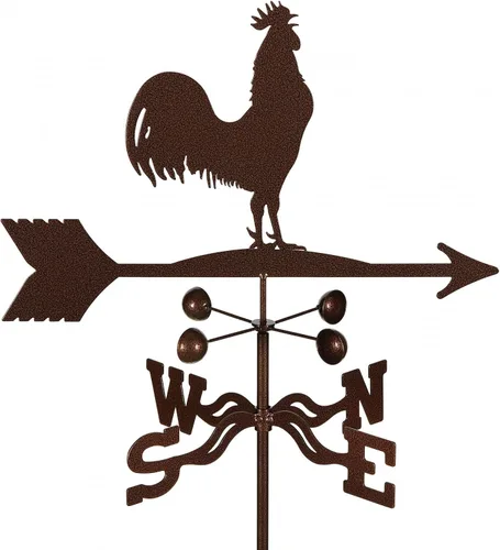 EZ Vane - Veleta de gallo - Montaje en 4 caras, copas de viento, acabado de cobre antiguo, acero con revestimiento de polvo triple duradero, hecho a