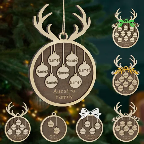 Miniatura 49 de Adornos de Navidad personalizados, familia de 1 nombre, adornos de Navidad de madera personalizados, decoración personalizada, decoración de árbol