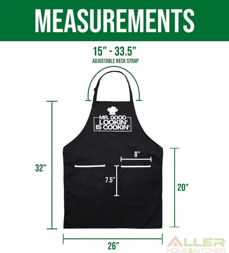 Miniatura 3 de ALLER HOME&KITCHEN Delantal divertido para hombres, 2 bolsillos grandes, talla única, delantal de chef para asar, cocinar, accesorios de barbacoa