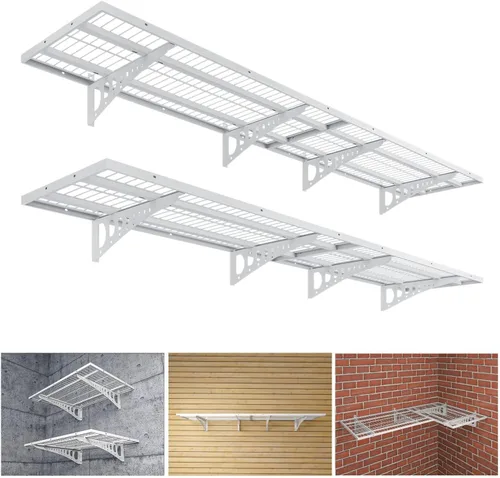 Miniatura 8 de Paquete de 2 estantes de pared de garaje de 2 x 3 pies (24 x 36 pulgadas), capacidad de carga de 500 libras, estantes montados en la pared