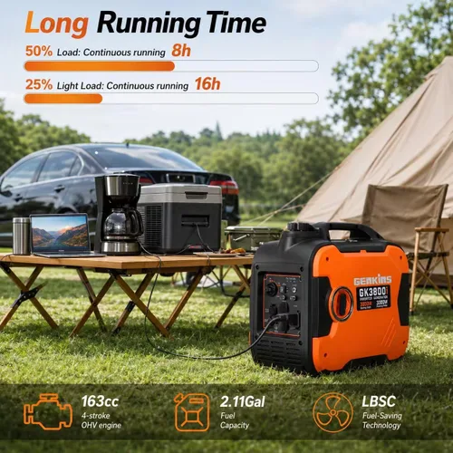 Miniatura 5 de Genkins Generador portátil de inversor de 3800 vatios ultra silencioso listo para RV, de emergencia, para respaldo en el hogar, recreación, etc. A