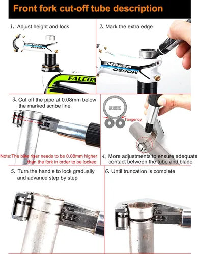 Miniatura 6 de Road Mountain Bike Fork Steerer Seat Post Handlebar Tube Cutter Tool, Bicycle Metal Pipe Cutter Tool with 5pcs Cutter Wheels for Size 1/4"-1-5/8