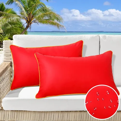 Miniatura 29 de Paquete de 2 fundas de almohada para exteriores de 12 x 20 pulgadas, resistente al agua, de piel de silicona, resistente a los rayos UV, resistente