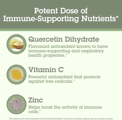 Miniatura 4 de Quantum Health Quercetin+ 500mg Potente suplemento de apoyo inmunológico con zinc 11 mg y vitamina C 100 mg – Complejo de refuerzo de inmunidad