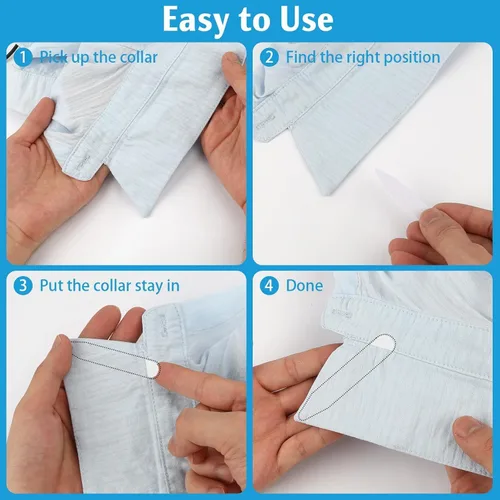 Miniatura 5 de 200 soportes de cuello para camisas de vestir de hombre, collar de plástico con funda de almacenamiento, inserciones invisibles de cuello de camisa