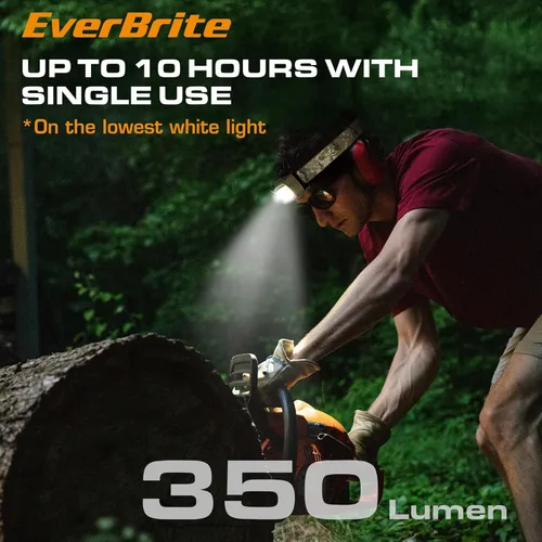 Miniatura 8 de EverBrite Linterna frontal recargable - Lámpara de cabeza de 350 lúmenes para adultos, 7 modos con luz blanca/roja/verde, faro LED ajustable de 30°