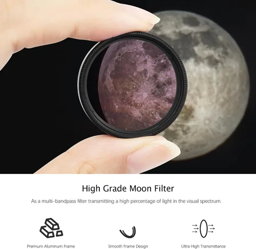 Miniatura 6 de Astromania Filtro de luna para telescopio de 1.25 pulgadas, filtro Moon Skyglow reduce el deslumbramiento de la luna y mejora el detalle del cráter