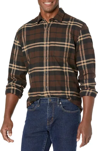 Tienda Essentials Camisa de franela de manga larga para hombre (disponible en tallas grandes y altas)