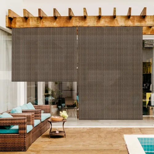 Miniatura 6 de Persianas enrollables para exteriores, para porche, terraza, pérgola, balcón, glorieta, privacidad, para exteriores, 7 pies de ancho x 6 pies
