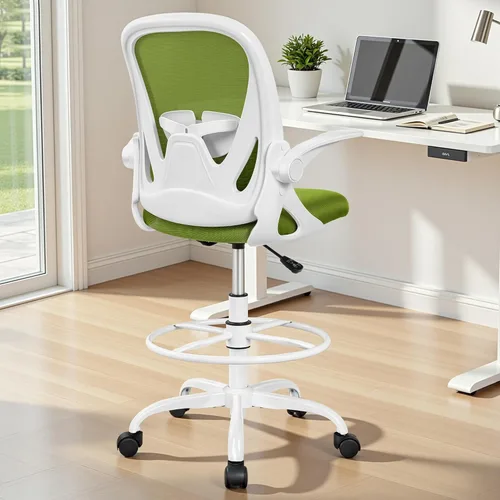 Miniatura 2 de Primy Silla de dibujo alta de oficina con reposabrazos abatibles, silla de escritorio ergonómica ejecutiva para computadora con soporte lumbar