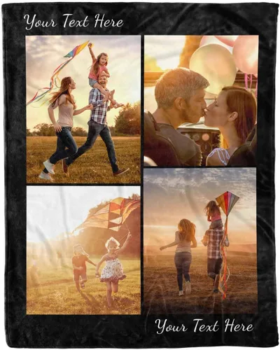 Miniatura 2 de Manta de fotos personalizada, 4 fotos, mantas personalizadas para mamá, abuela, esposa, mujeres de hija, hijo, marido, 8 tamaños 4 Fotos-1