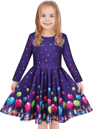 LaBeca - Vestido sin mangas o de manga larga para niñas, vestidos informales con diseño de unicornio o sirena para niñas pequeñas o grandes