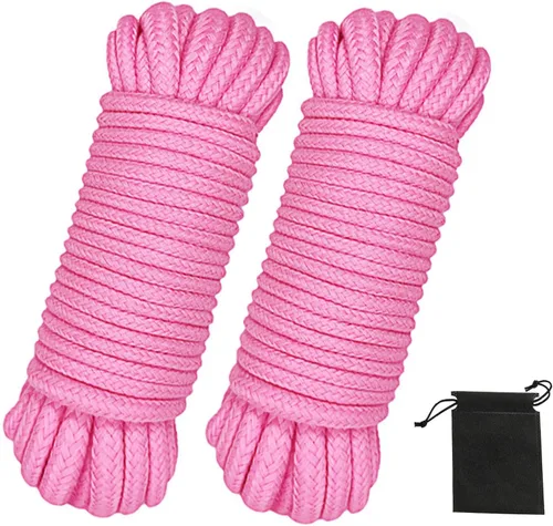 Miniatura 11 de Cuerda de algodón suave, cuerda de 32 pies / 32.8 ft, 0.315 in de grosor, cuerda suave, cuerda larga, cuerda de atar suave (rojo y rojo)