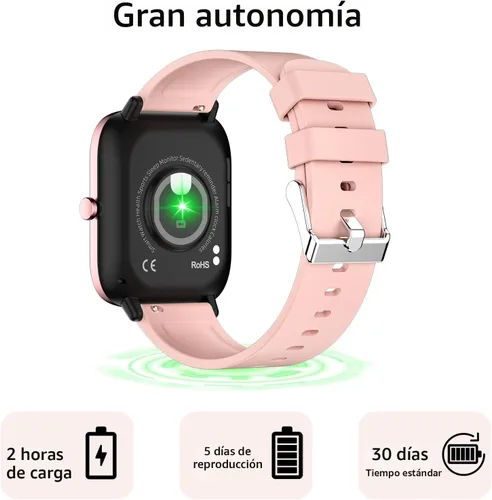 Miniatura 9 de Reloj inteligente para mujer, monitor de llamadas, monitor de actividad física, frecuencia cardíaca y sueño, pantalla táctil de 1.69 pulgadas
