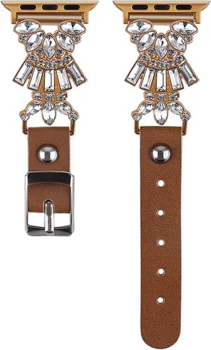 Miniatura 4 de VIQIV Bling Jewelry - Pulsera compatible con Apple Watch Ultra de 1.496 pulgadas, 1.575 pulgadas, 1.614 pulgadas, 1.654 pulgadas, 1.732 pulgadas