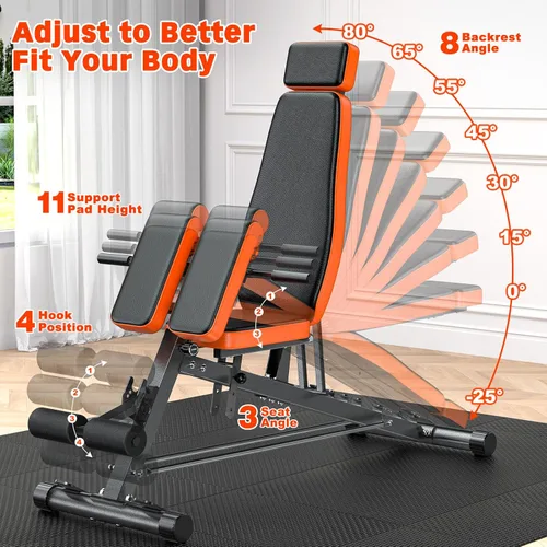 Miniatura 2 de XDDIAS Silla romana, máquina de extensión de respaldo de banco de peso ajustable para gimnasio en casa, banco todo en uno de 1000 libras con estante
