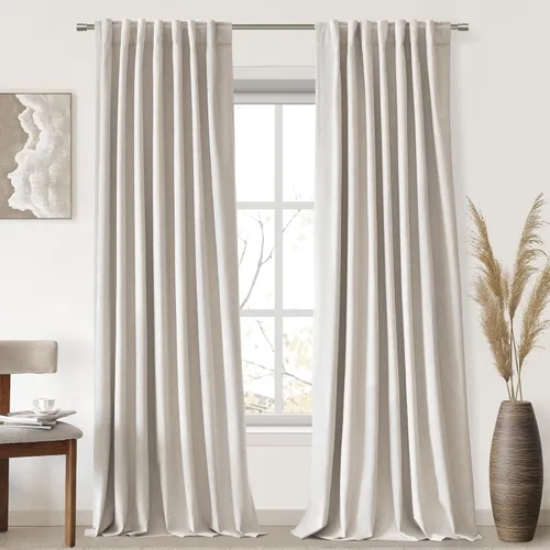 Miniatura 22 de UHITECH Cortinas cortas de lino de 24 pulgadas de largo para ventanas pequeñas de granja, cortinas opacas modernas para sala de estar, pestañas