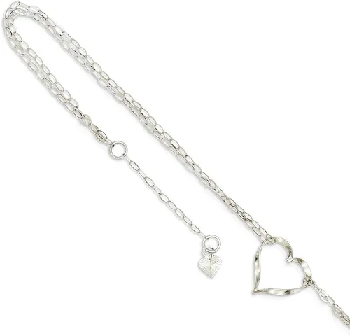 Miniatura 9 de Icecarats Joyas De Diseño 14K oro blanco doble Strand Corazón Tobillera En 9inch