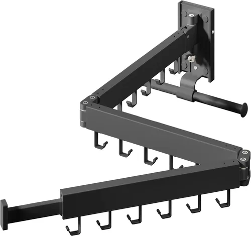 Miniatura 10 de HEILAIYI Estante de Secado de Ropa para Lavandería, Perchero de Ropa Montado en la Pared, Plegable, Retráctil, Plegable (Con Ganchos en Forma de J)