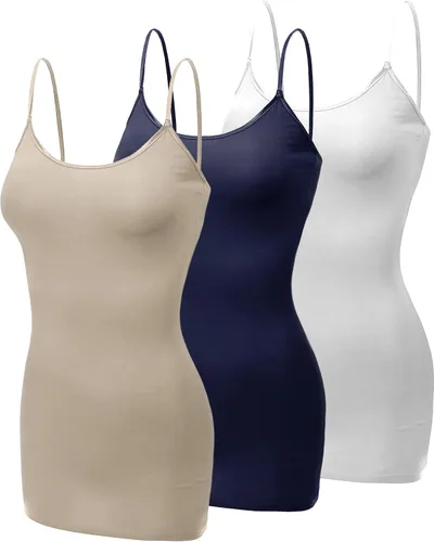 Miniatura 359 de Emmalise Camisola larga casual básica para mujer, con tirantes ajustables, top en capas
