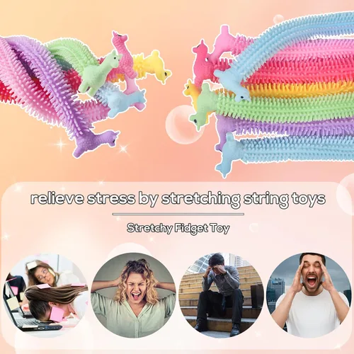 Miniatura 5 de Paquete de 18 juguetes elásticos para ansiedad, cuerda sensorial mejorada, cuerdas elásticas coloridas para niños, adultos, autismo, alivio
