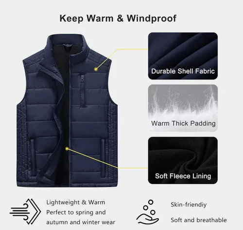Miniatura 4 de Vcansion Chaleco acolchado con cuello alto casual para hombre