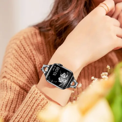 Miniatura 7 de for Apple Watch Band 38mm 40mm 41mm 42mm 44mm 45mm 46mm 49mm iWatch Bands Series 11 10 9 8 7 6 5 4 3 SE Bling Metal Bracelet Women Dressy Cute Strap