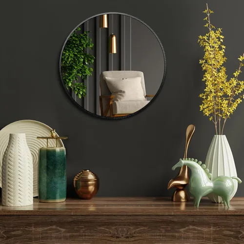 Miniatura 6 de Itrue Espejo de pared decorativo redondo pequeño de 12 pulgadas, vidrio recubierto de plata HD con marco de metal negro cepillado, espejo