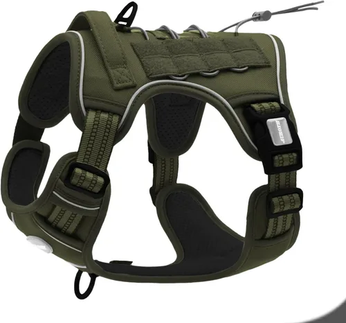 Miniatura 39 de Auroth - Arnés táctico para perros pequeños y medianos, sin tirones, arnés ajustable para mascotas, reflectante, K9, entrenamiento, trabajo, de Gris