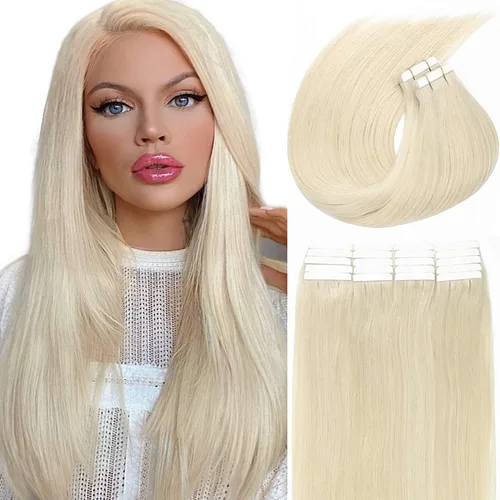 Miniatura 41 de Loxxy Extensiones adhesivas de cabello humano de 12 pulgadas, extensiones de cabello humano real color negro azabache, con cinta adhesiva de trama