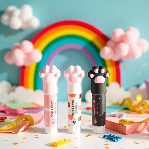 Miniatura 5 de 3 piezas de color aleatorio garra de gato lindo pegamento palo kawaii papelería vinculación herramienta escuela oficina suministros de una pieza