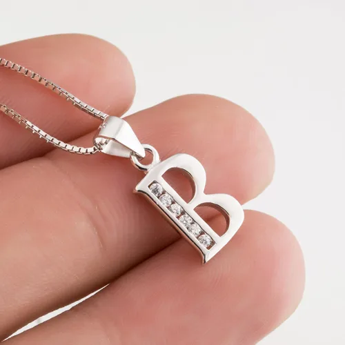 Miniatura 45 de Dijes personalizados para collar colgante con las 26 letras del alfabeto, circonita cúbica, plata esterlina S925.