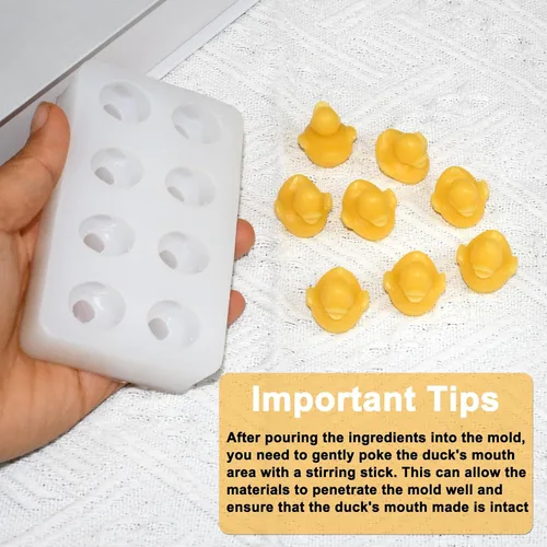Miniatura 4 de Molde de silicona de pato 3D de 8 cavidades para hornear, resina epoxi, arcilla polimérica para manualidades