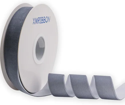 Miniatura 31 de Cinta de terciopelo azul polvoriento de una cara, carrete de 1 1/2 pulgadas por 10 yardas Azul empolvado