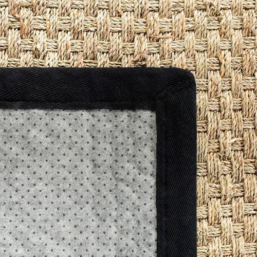 Miniatura 8 de SAFAVIEH Alfombra de Área 6x9 - Colección de Fibra Natural - Natural y Negro, Hierba Marina, Patrón de Tejido de Canasta con Borde (NF114C)