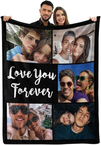 Miniatura 7 de MeMoShe Mantas personalizadas con fotos, regalos personalizados para parejas, manta de foto personalizada, regalos personalizados de "Te quiero
