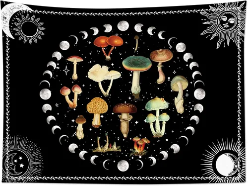 Miniatura 7 de LB Tapiz de mariposa Trippy para colgar en la pared, manta de tapiz estético psicodélico negro, decoración de pared de insectos de polilla colorida