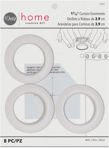 Miniatura 12 de Cortina con arandelas 1 pulgada, diámetro del plástico interior 8/Pkg Blanco