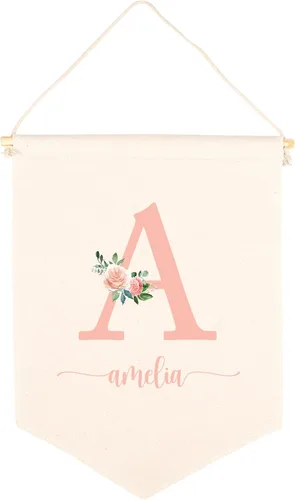Miniatura 40 de Andaz Press Cartel de lienzo colgante – Tapiz de alfabeto y animales para colgar en la pared para bebé niña y niño, decoración de pared de guardería