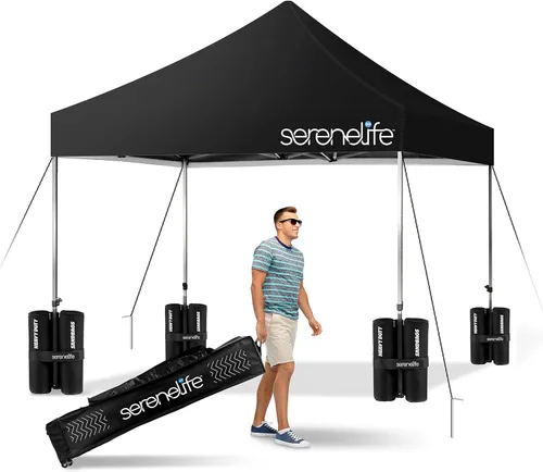 Miniatura 13 de SereneLife - Tienda de campaña desplegable de 10 x 20 pulgadas, toldo plegable, con parte superior de tienda impermeable, bolsa de transporte Blanco